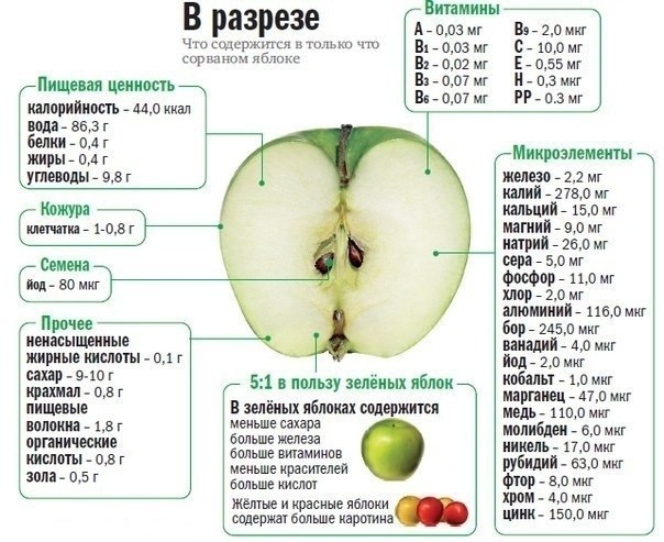 Что содержится в яблоке