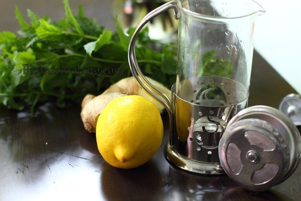Освежающий мятный чай с имбирем и лимоном