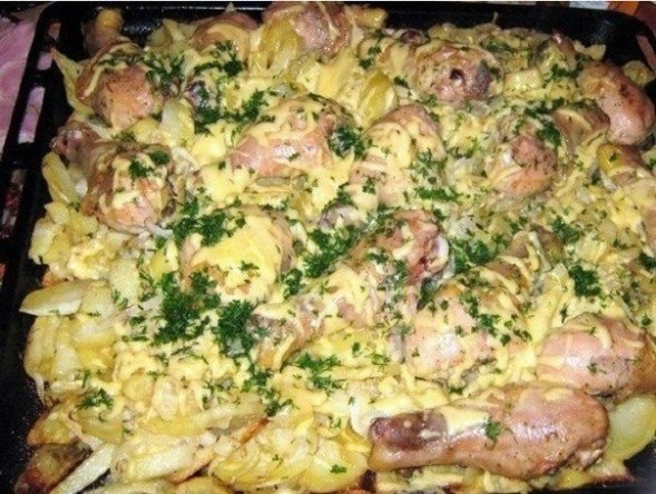 Слоеная картошка с курицей